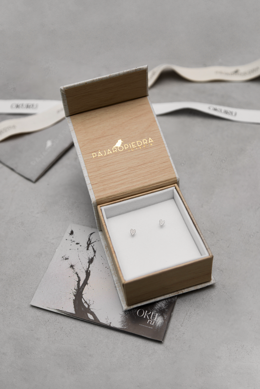 Aretes Corazón x PájaroPiedra